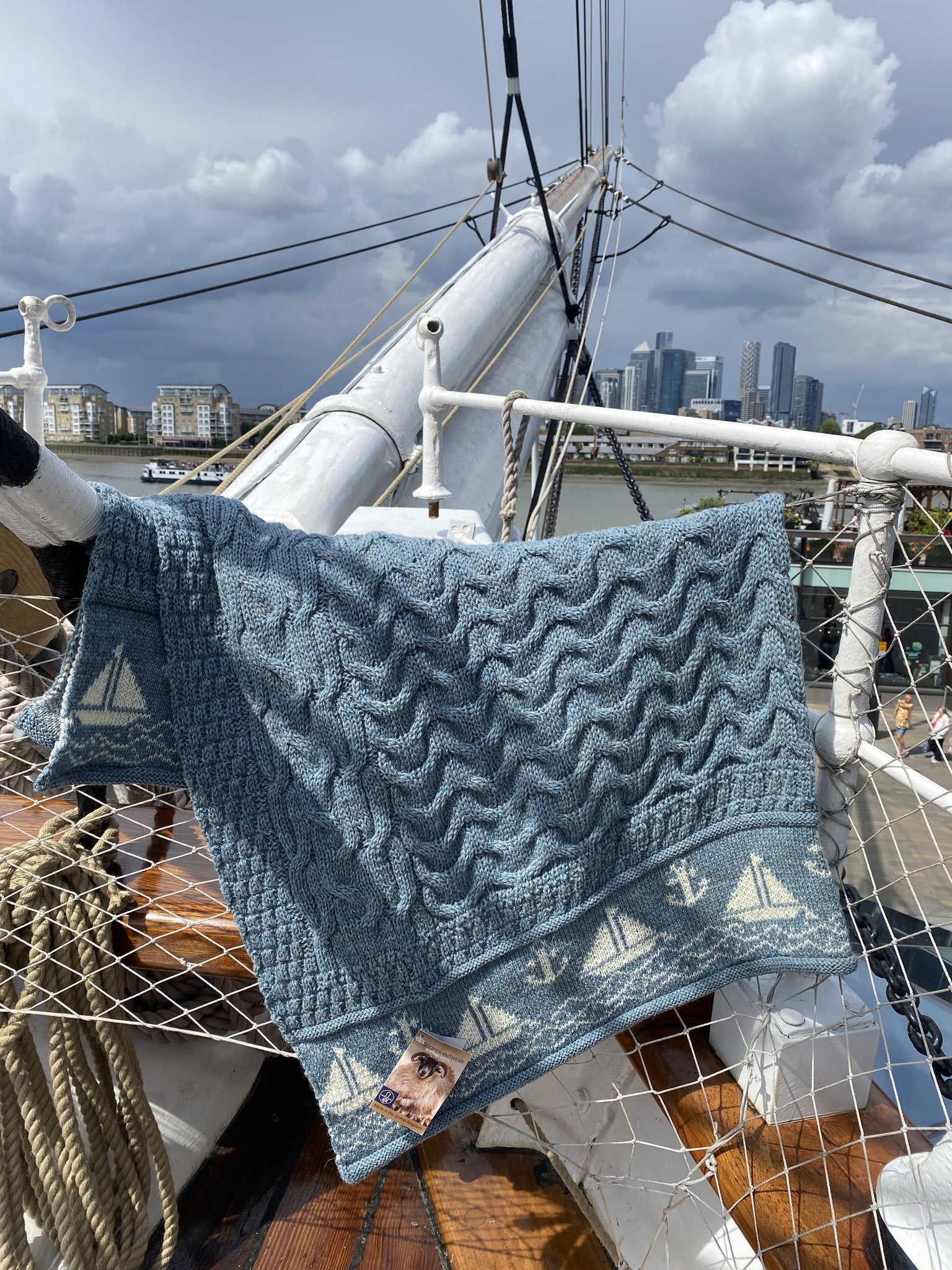 Nautical Wool Throw, 100% British Wool