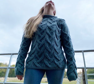 Tunic Cable Sweater, 100% British Wool.