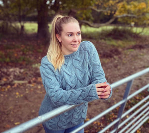 Tunic Cable Sweater, 100% British Wool.