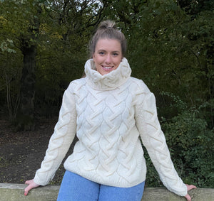 Cable Cowl Neck, 100% British Wool