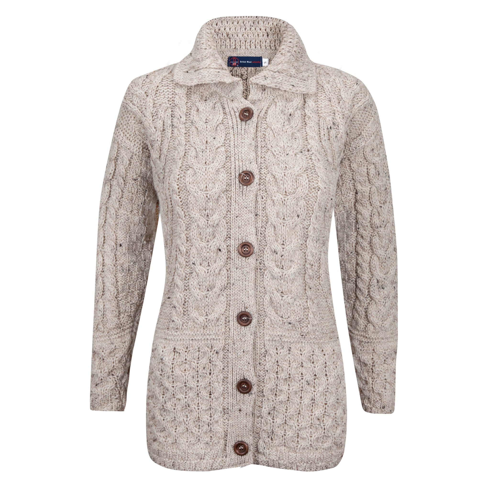 Aran Cardigan, 100% British Wool