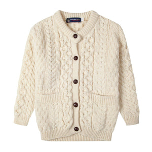 Children's Ecru Lumber Cardigan, 100% British Wool