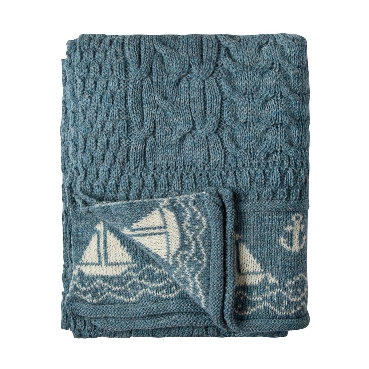 Nautical Wool Throw, 100% British Wool